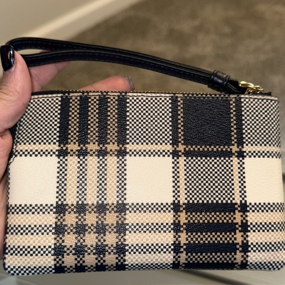 Coach Corner Wristlet with Garden Plaid Print - Picture 2 of 3